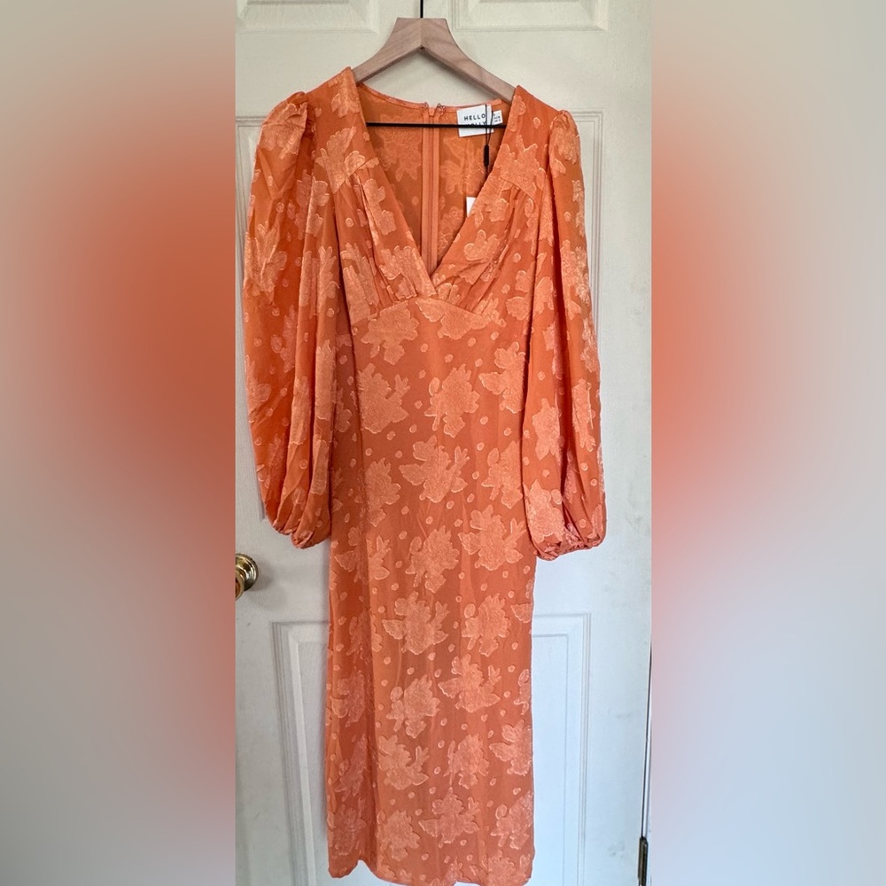 Hello Molly Peach Floral Long Sleeve Dress